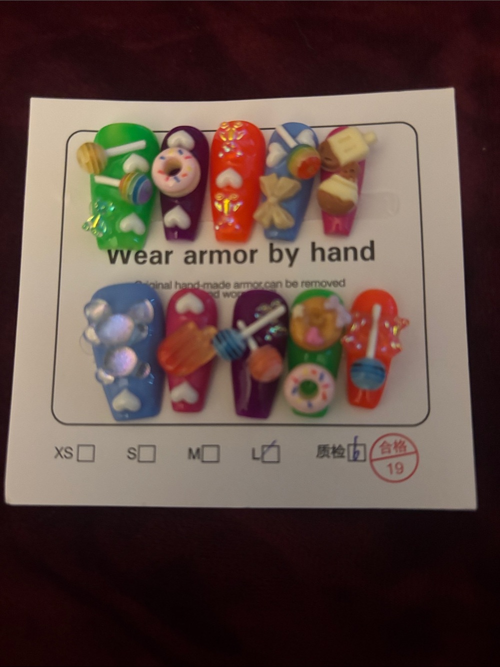 3D Decorative Press-On Nails - Bright Multicolor Set